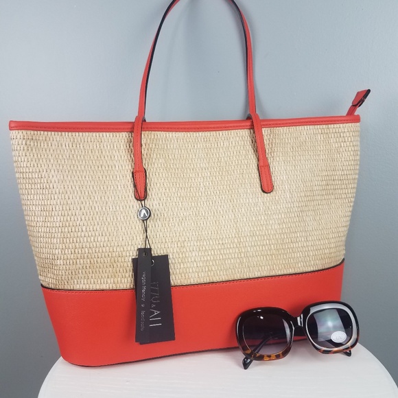 NWT Izzy & Ali Orange Vegan Tote - Picture 1 of 8